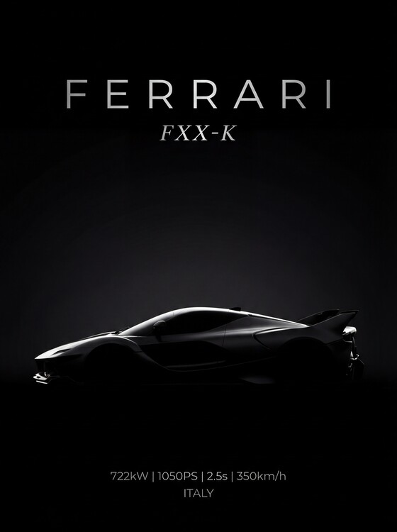 Плакат Ferrari FXX-K: 1050HP Track-Only Hybrid Hypercar in Shadow