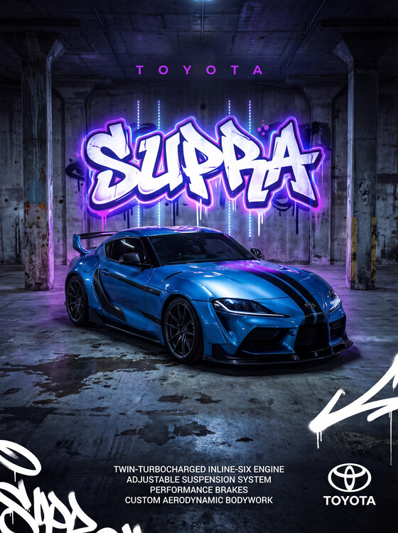 Плакат Toyota Supra: Twin-Turbo  Street Art Aesthetics