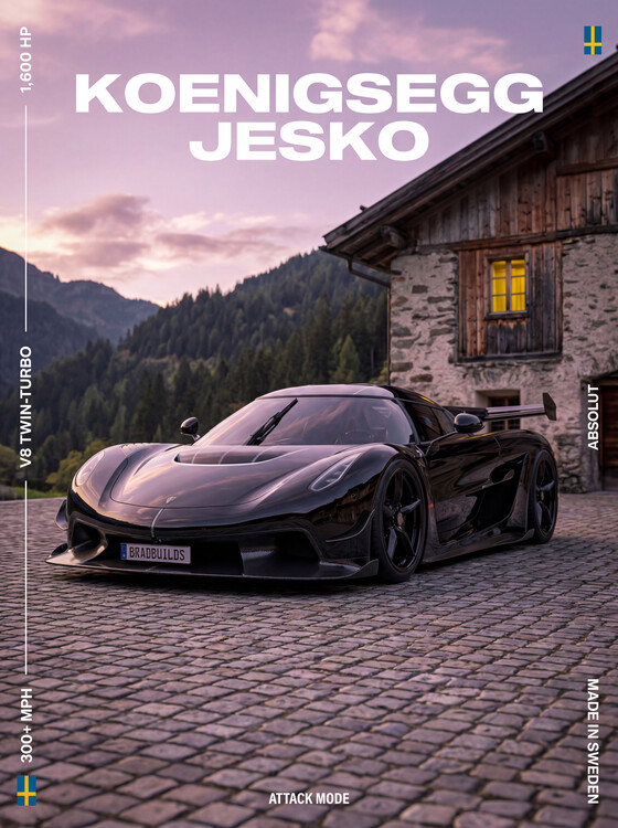 Плакат Koenigsegg Jesko Absolut 1,600HP Twin-Turbo V8