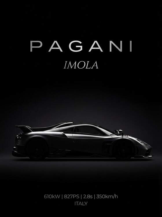 Плакат Pagani Imola Italian Hypercar Masterpiece in Dramatic Shadow