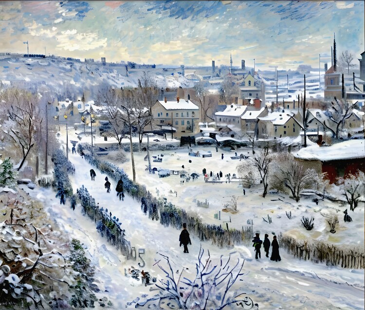 Poster Argenteuil in the Snow - Quiet Atmosphere of a Winter