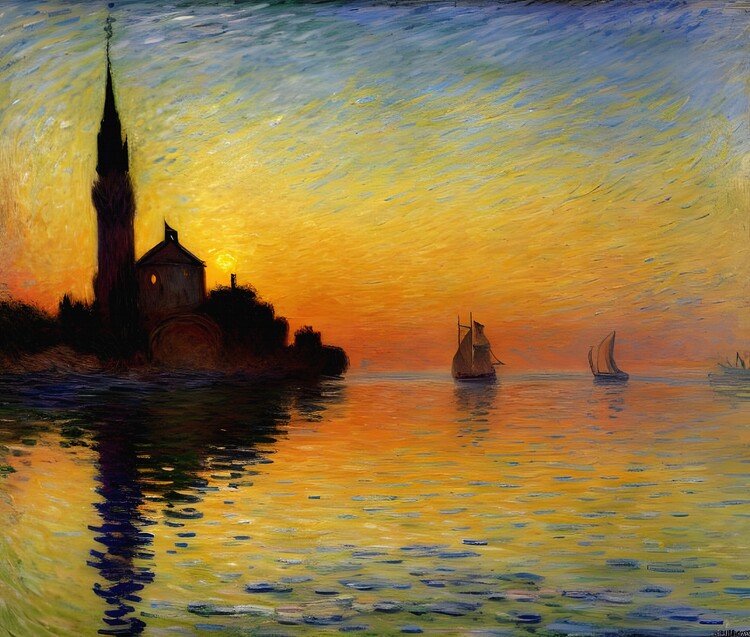 Poster Twilight, Venice - Dreamy Atmosphere and Shimmering Reflecti