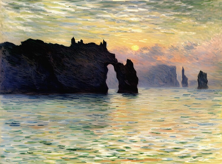 Poster The Manneport Cliff at Étretat Sunset - Dynamic Beauty