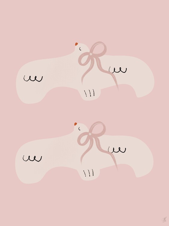 Poster Pink Pastel Birds