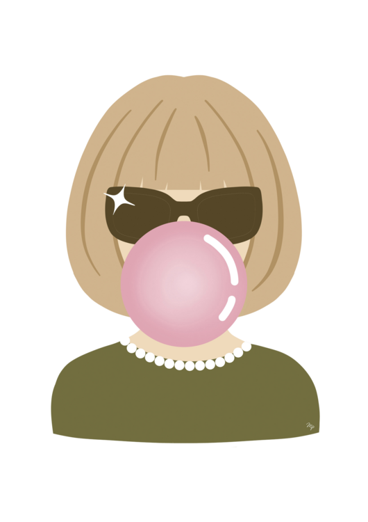 T-shirt Anna Wintour Vogue Pink Bubble Gum Portrait