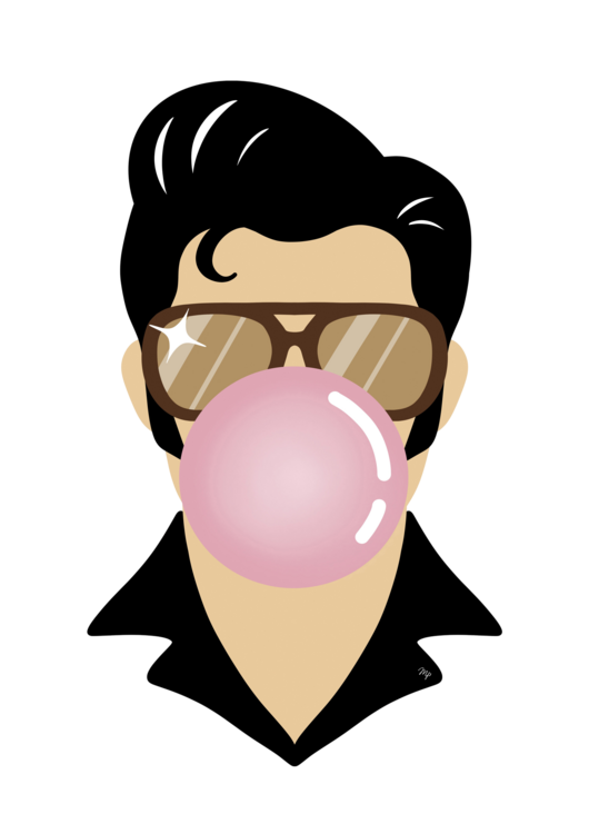 T-shirt Elvis Presley Pink Bubble Gum Portrait