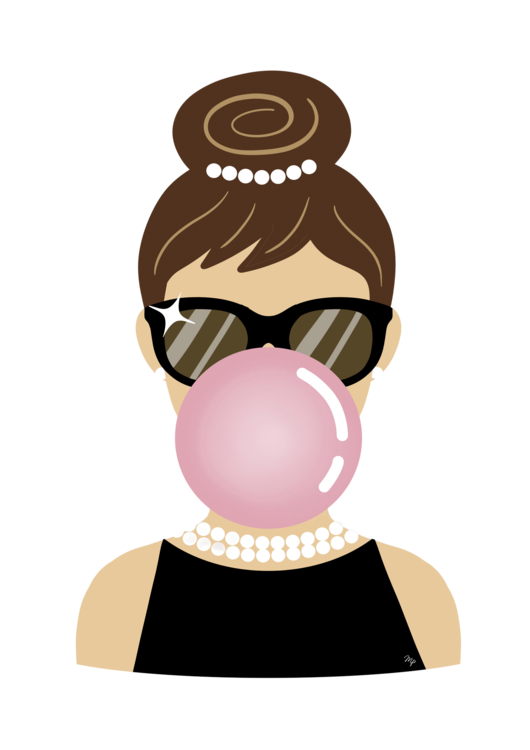 T-shirt Audrey Hepburn Pink Bubble Gum Portrait