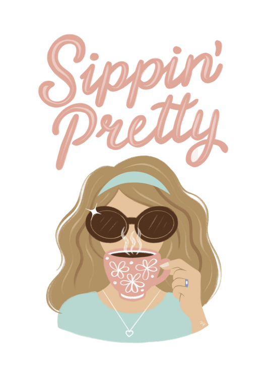 T-shirt Sipping Pretty Coffee Girl