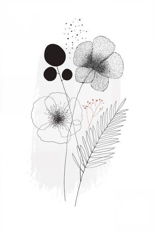 Juliste Monochrome Floral Study