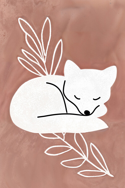 Juliste Sleeping Fox in Terracotta