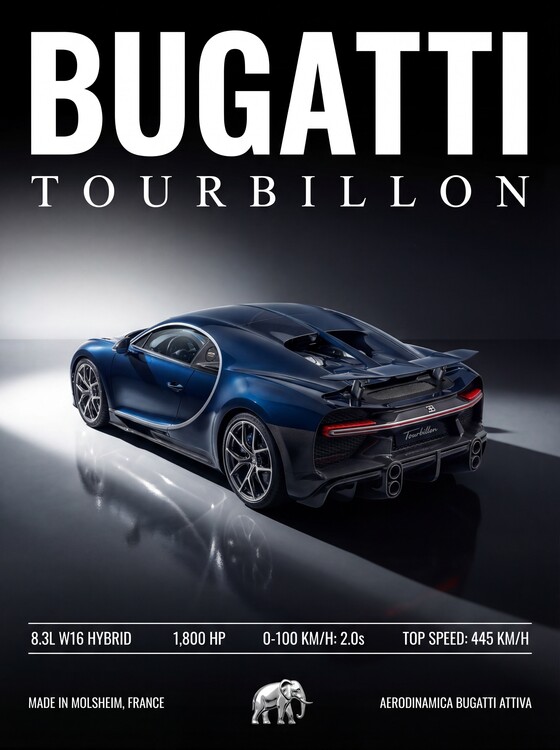 T-shirt Bugatti Tourbillon — The New Apex of Hypercar Engineering.