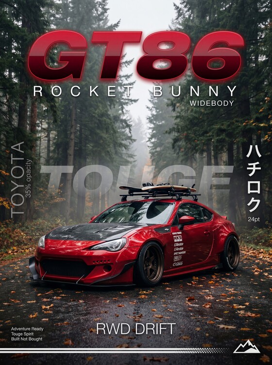 Плакат GT86 Rocket Bunny — RWD Drift Built for the Forest
