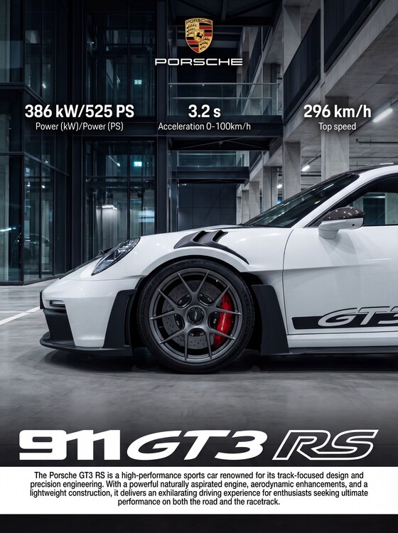 Плакат Porsche 911 GT3 RS Precision Engineered Purest Thrill.