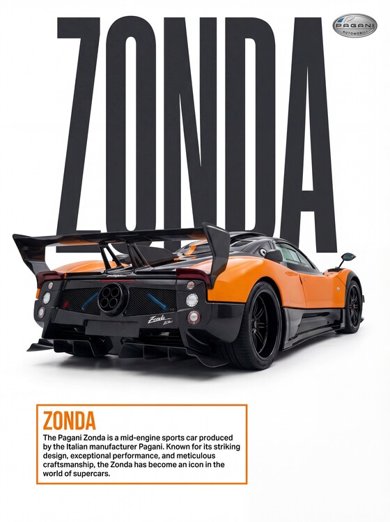 Juliste Pagani Zonda — The Mid-Engine Masterpiece.