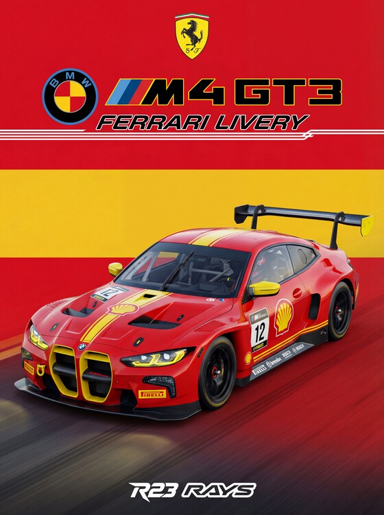 Плакат A Masterpiece of Contrast: BMW M4 GT3 in Ferrari Livery
