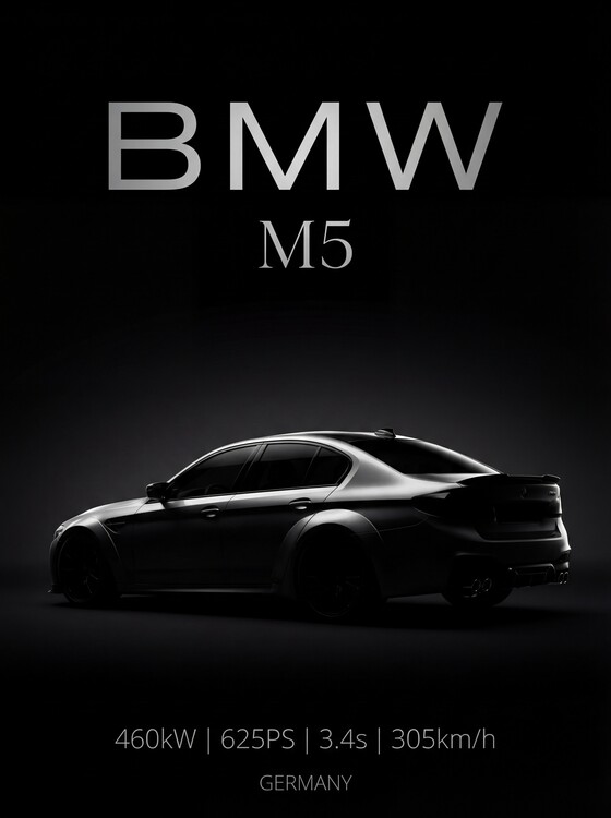 Плакат BMW M5: 625PS of German Perfection.