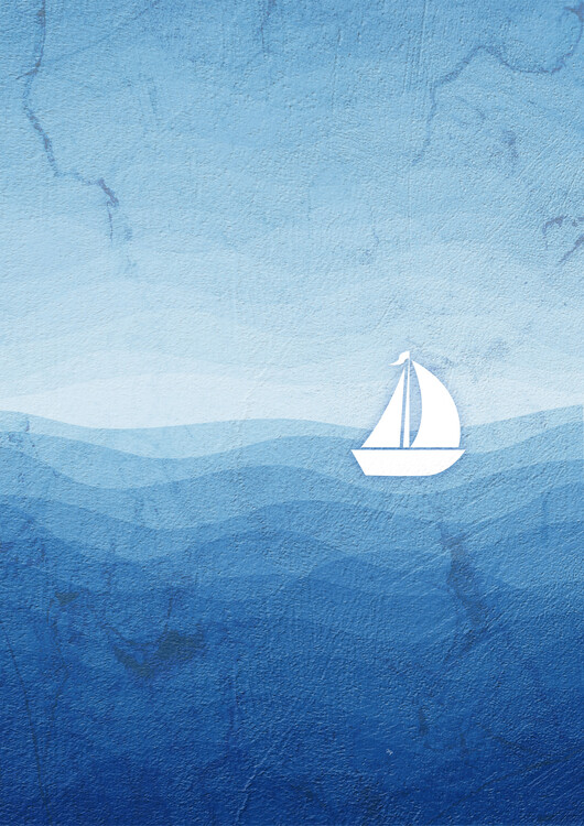 Poster Blue Sea Storm Boat