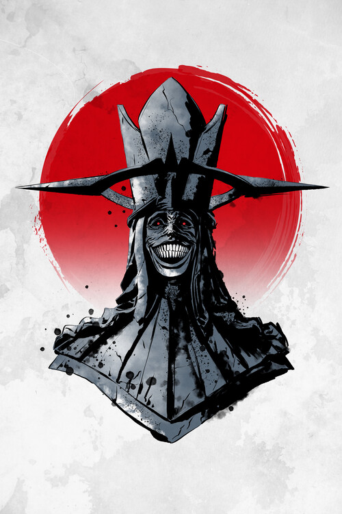 Poster Red Sun Statue of God