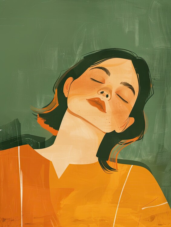 Плакат Serene Woman on Emerald Green