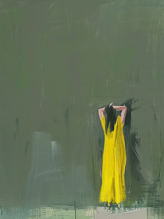 Плакат Woman in Yellow Dress from Behind