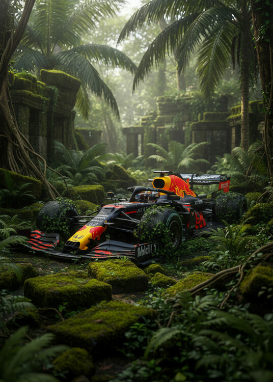 Poster Racing Car in The Jungle