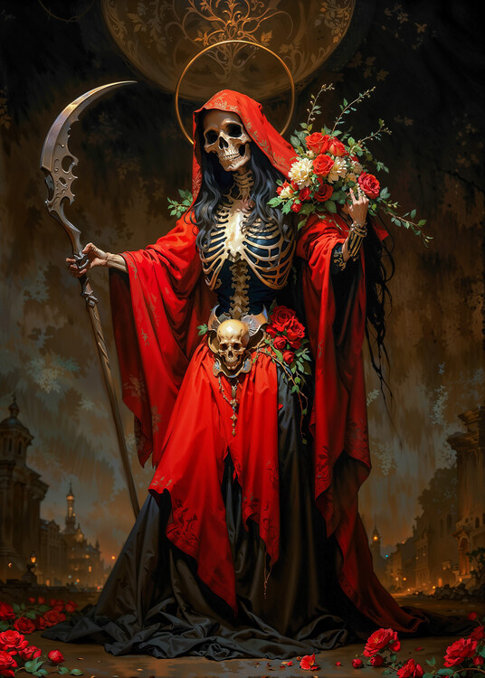 Poster Red Robe Santa Muerte