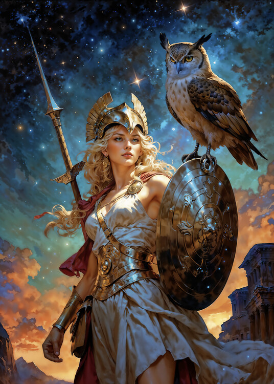Poster Athena,  goddess of wisdom, warfare, and