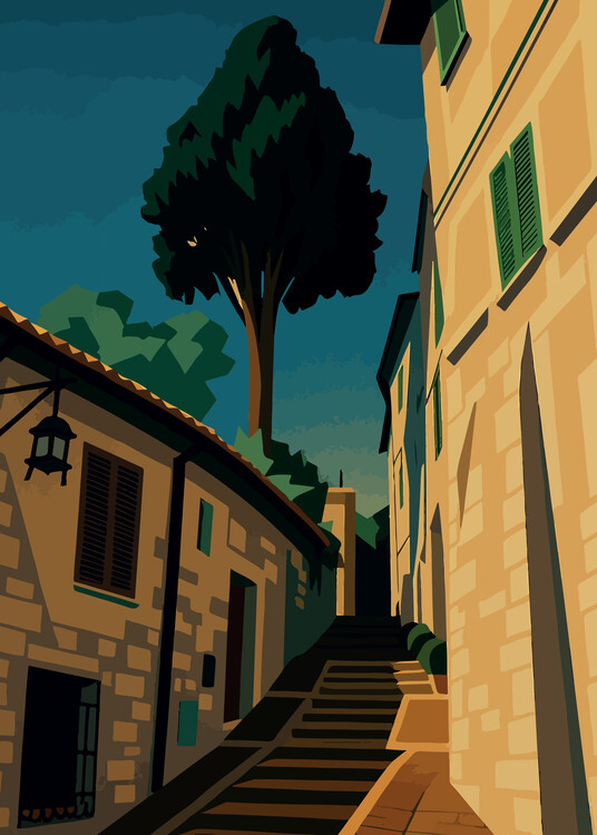 Poster Italy - Assisi Street Wall Art - Italy  Deco Poster Vintage