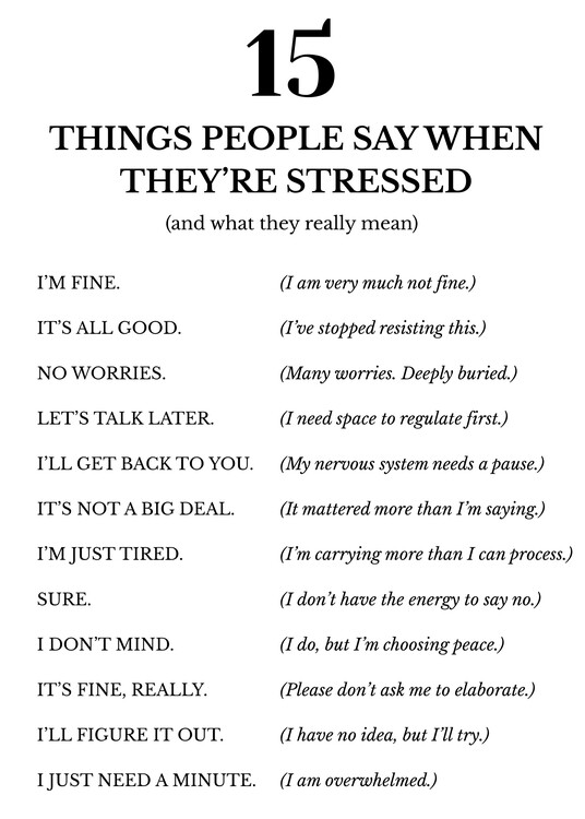 Плакат 15 Things People Say When They're Stressed