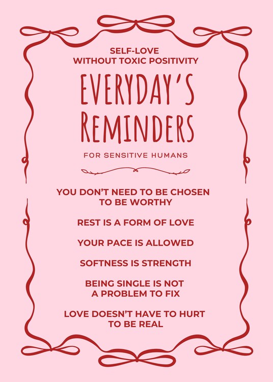 Плакат Self-love without toxic positivity Everyday's reminders