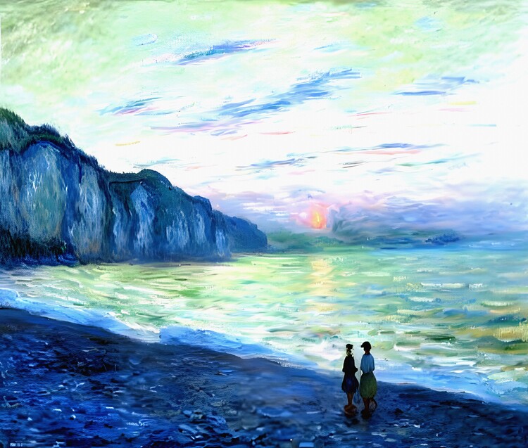 Poster Sunset at Pourville - A Coastal Evening