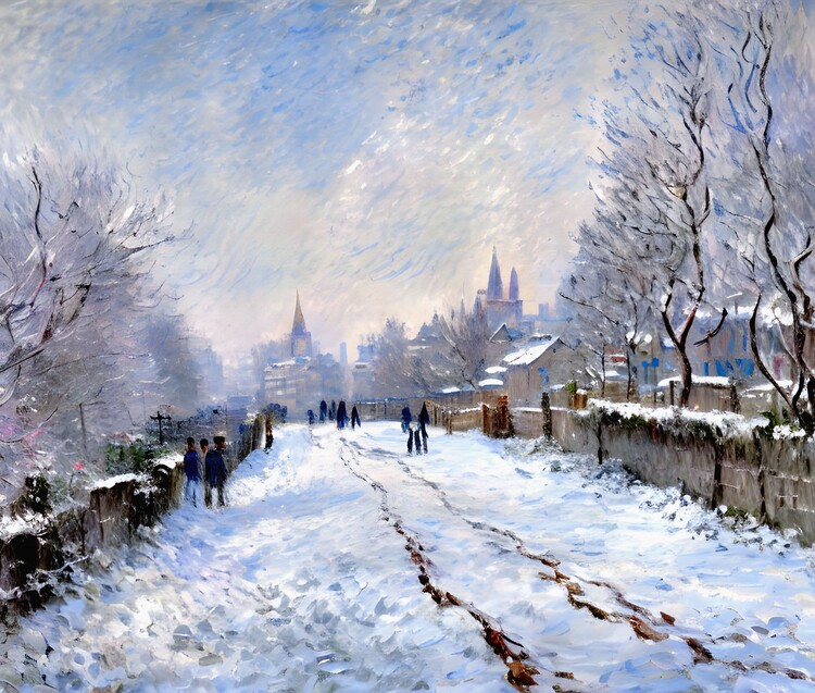 Poster Snow Scene at Argenteuil - A Winter’s Day