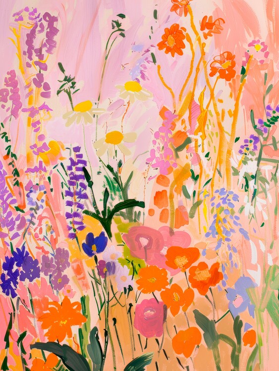 Poster Abstract Floral Wall Art, Colourful Flower Poster