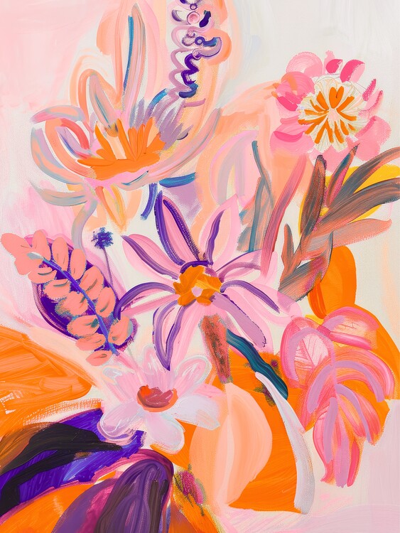 Poster Abstract Floral Wall Art, Colourful Flower Poster