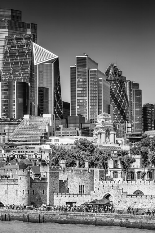Poster Historic London meets modernity - monochrome