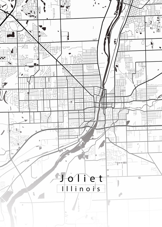 Juliste Joliet Illinois City Map white