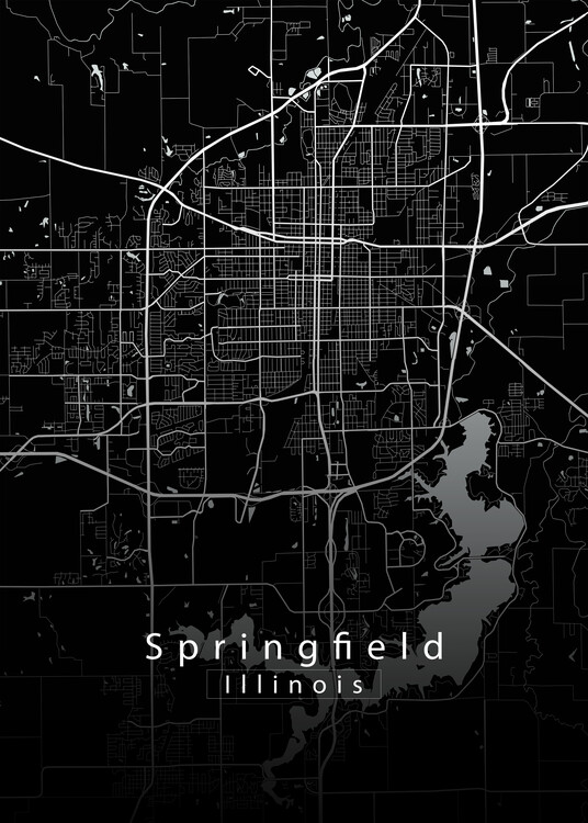 Juliste Springfield Illinois City Map black