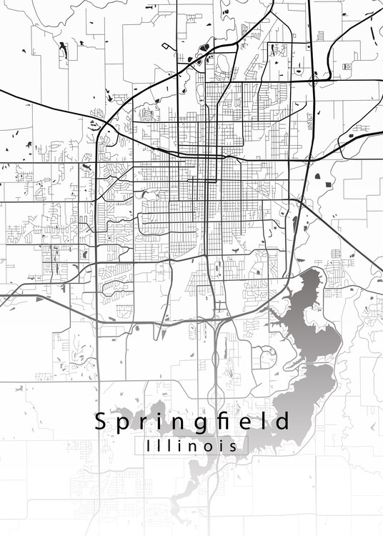 Juliste Springfield Illinois City Map white