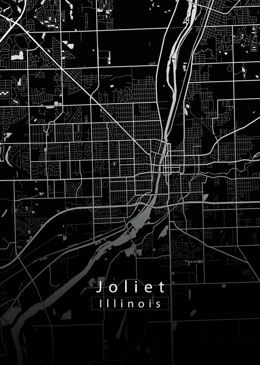 Juliste Joliet Illinois City Map black