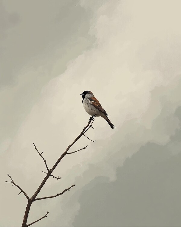 Poster Tiny Sparrow on the Branch