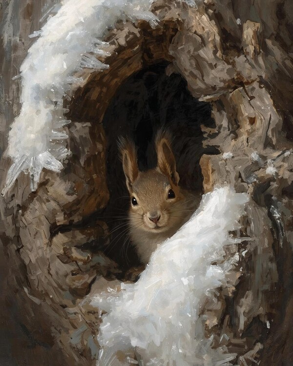 Poster Squirrel in a Hollow