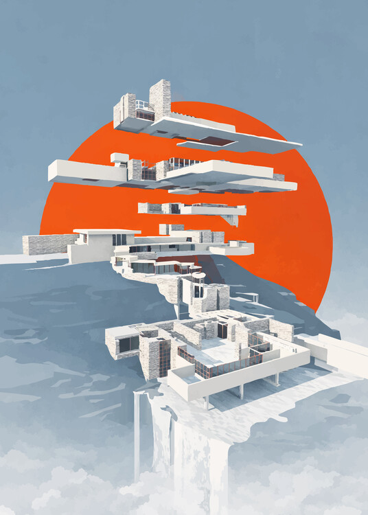 Poster Falling Water House Exploded