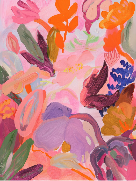 Poster Abstract Floral Wall Art, Colourful Flower Poster