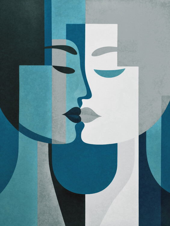 Levně Plakát, Obraz - Kiss Me Teal Grey, Andrea Haase, 30 × 40 cm