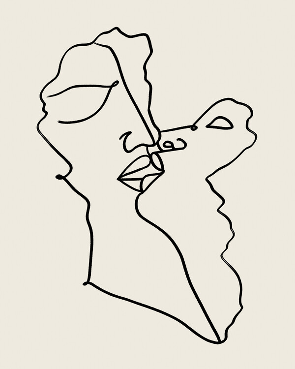 Levně Plakát, Obraz - Abstract Faces Intertwined, Uma Gokhale, 30 × 40 cm