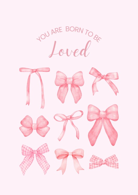 Canvas Print Pink Bows Born To Be Loved
