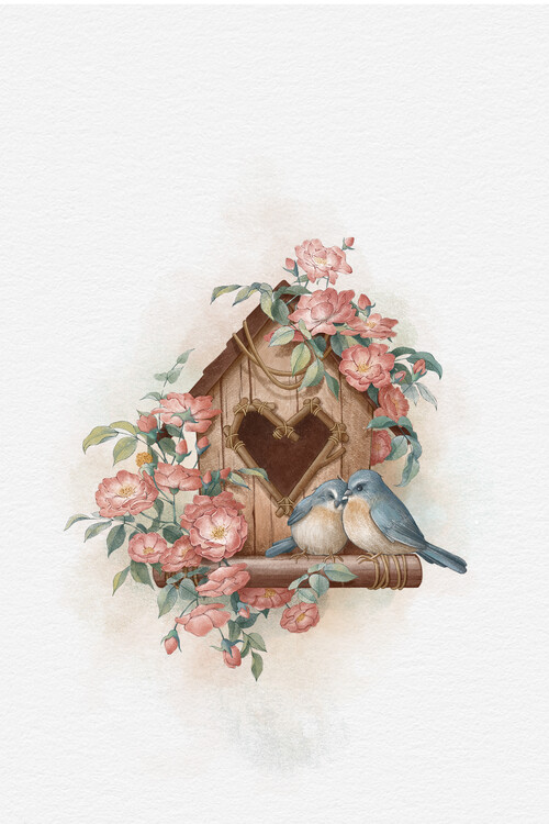 Levně Plakát, Obraz - Bird House and Rose, Xuan Thai, 26.7 × 40 cm