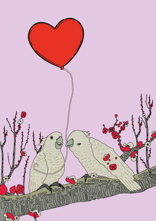 Levně Plakát, Obraz - Two Birds Perched On A Branch, Nicholas, 30 × 40 cm