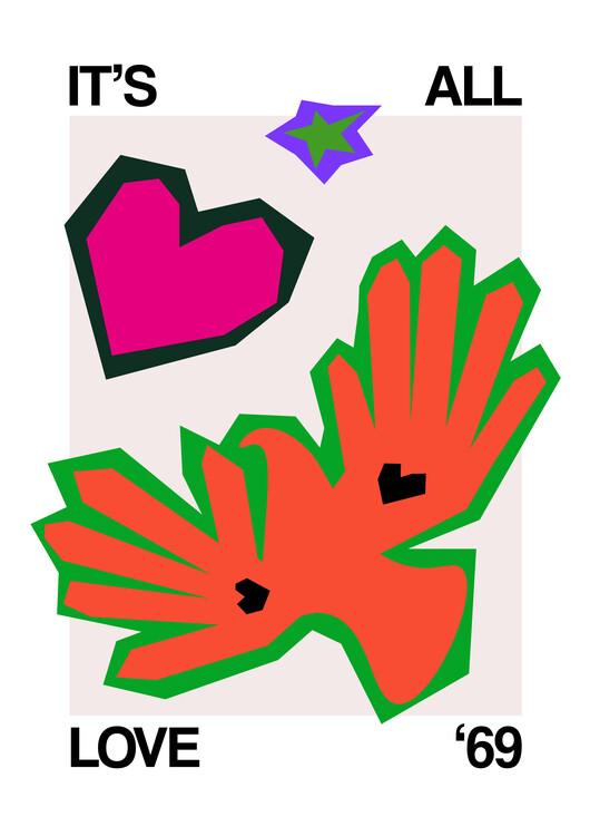Levně Plakát, Obraz - It's All Love Bird Orange, Frances Collett, 30 × 40 cm