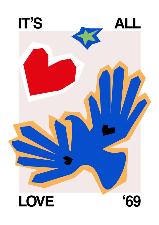 Levně Plakát, Obraz - It's All Love Bird Blue, Frances Collett, 30 × 40 cm